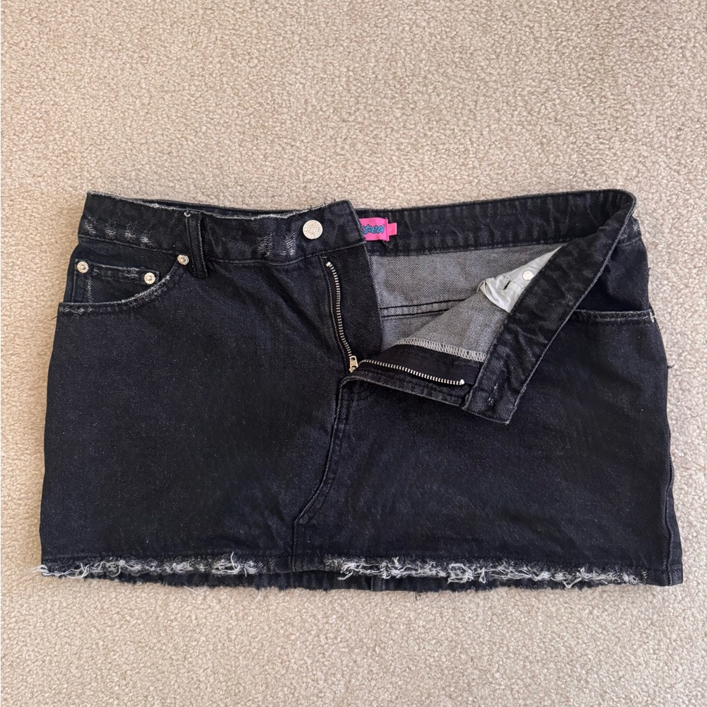 Edikted Black Denim Mini Skirt